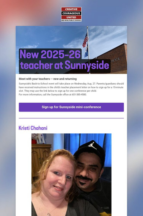 New 2025-26 teacher at Sunnyside