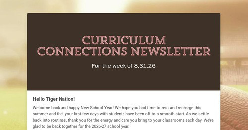 Curriculum Connections Newsletter