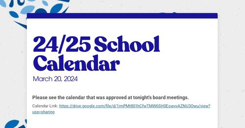 24/25 School Calendar | Smore Newsletters