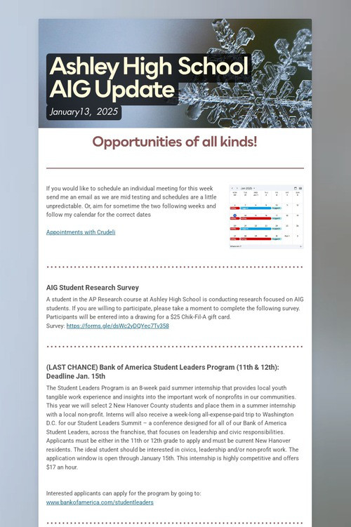 Ashley High School AIG Update