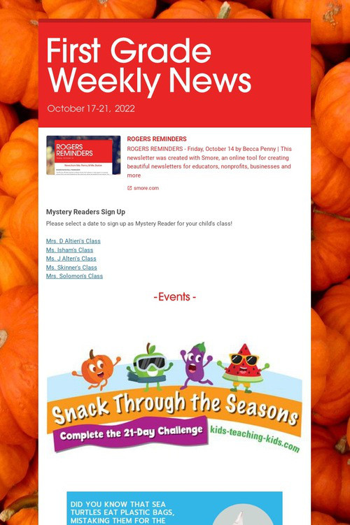 First Grade Weekly News