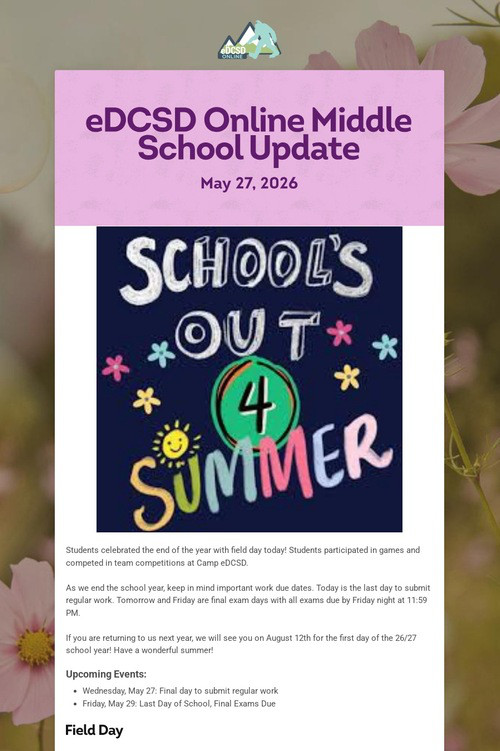 eDCSD Online Middle School Update
