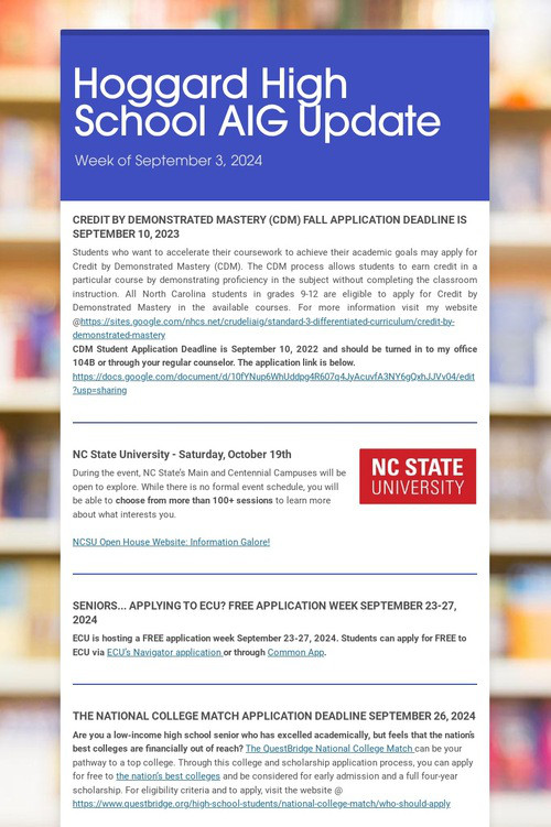 Hoggard High School AIG Update