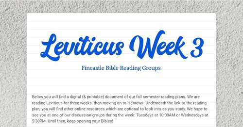 Leviticus Week 3