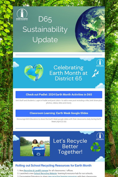 D65 Sustainability Update: April