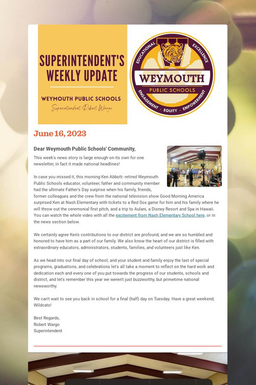 Superintendent's Weekly Update