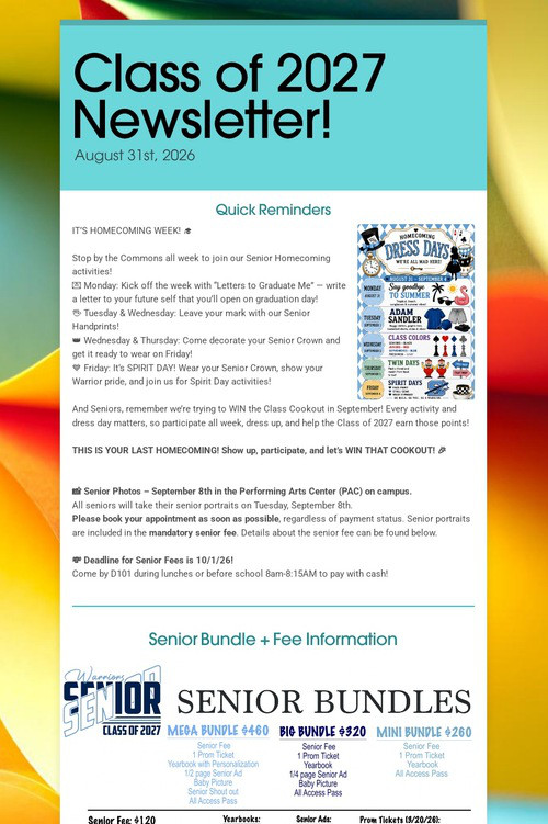 Class of 2027 Newsletter!
