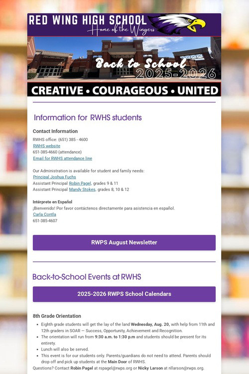RWHS Student Newsletter