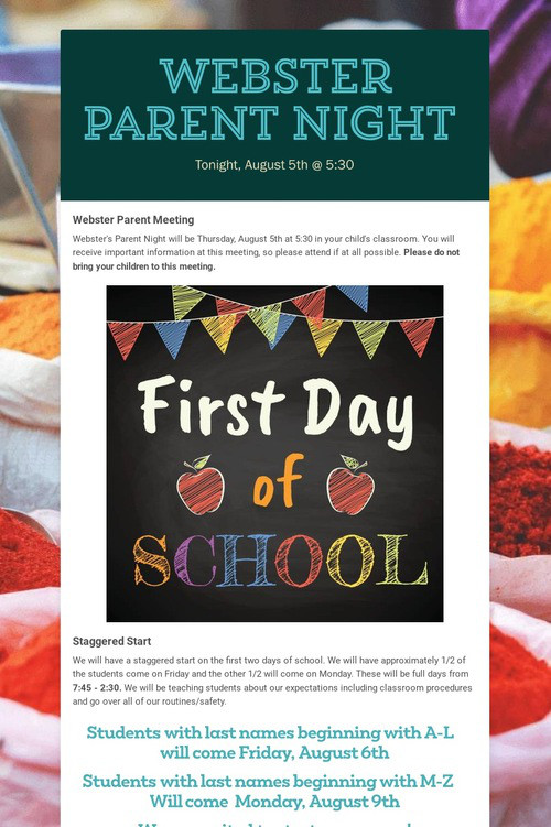 Webster Parent Night