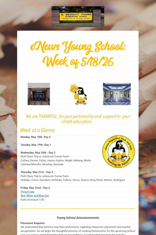 eNews Young School: Week of 5/18/26