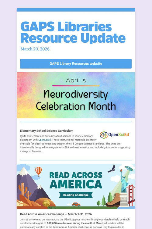 GAPS Libraries Resource Update