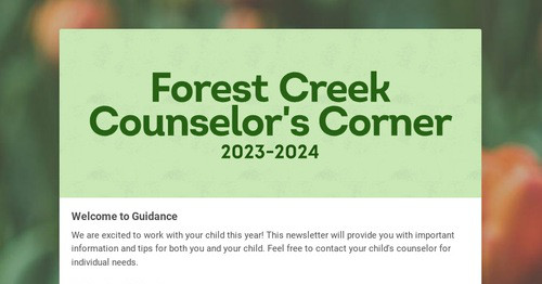 Forest Creek Counselor's Corner