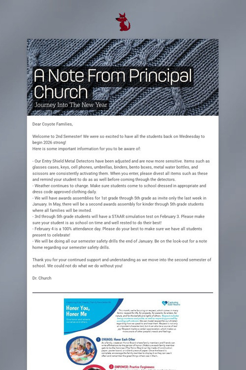 A Note From Principal Church