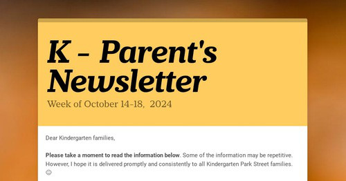 K - Parent's Newsletter