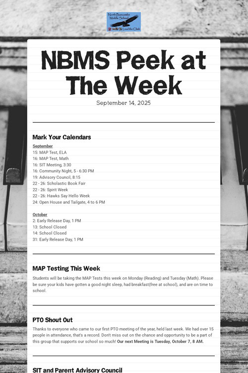 NBMS Peek at The Week