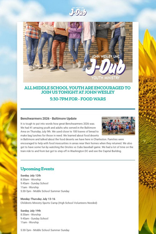 JDub Newsletter - July 12th