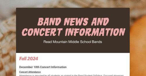 Band News and Concert Information