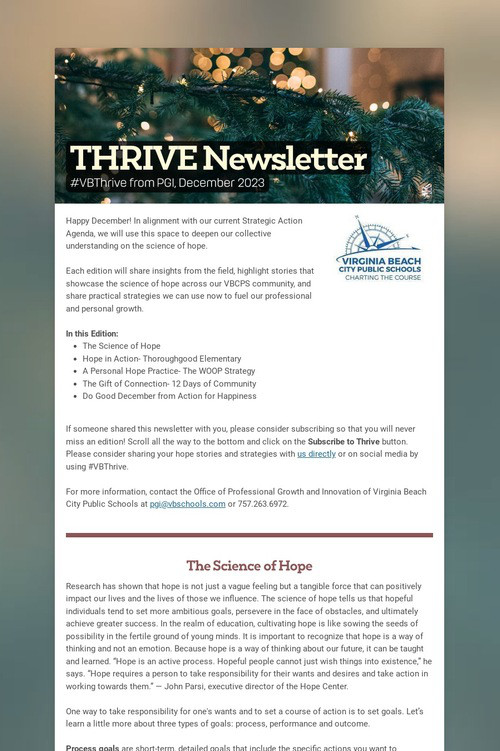 THRIVE Newsletter