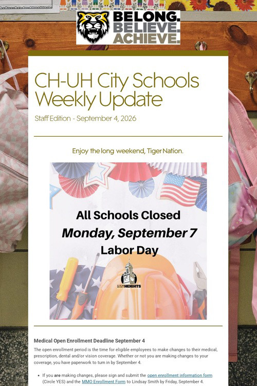 CH-UH City Schools Weekly Update