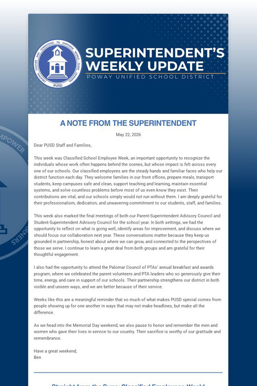 Superintendent's Weekly Update