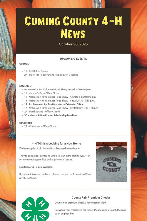 Cuming County 4-H News