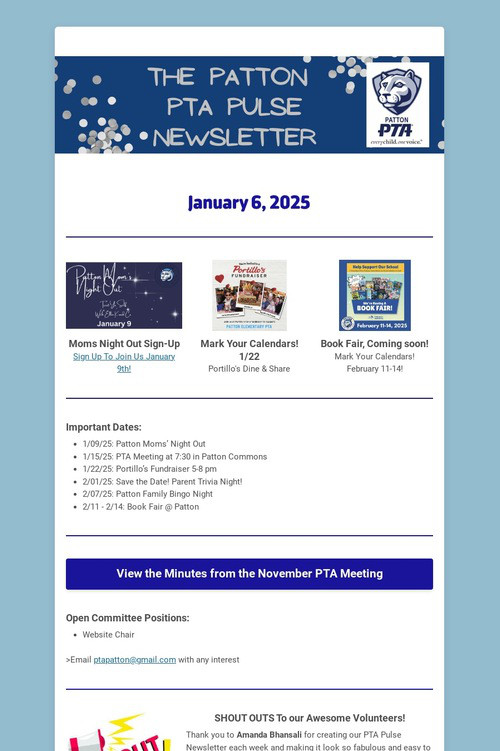 Patton PTA Pulse Newsletter
