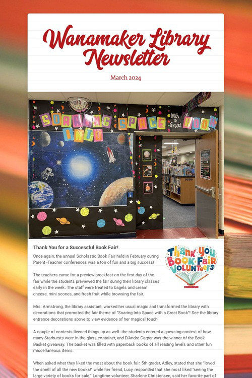 Wanamaker Library Newsletter