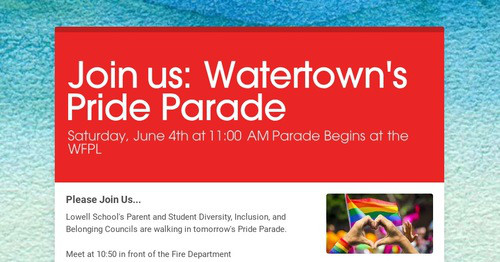 Join us: Watertown's Pride Parade