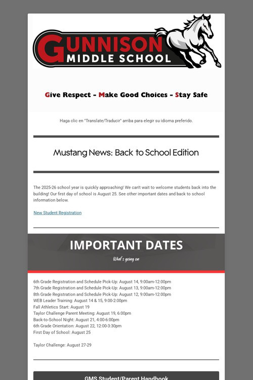 Mustang News - Back to School!