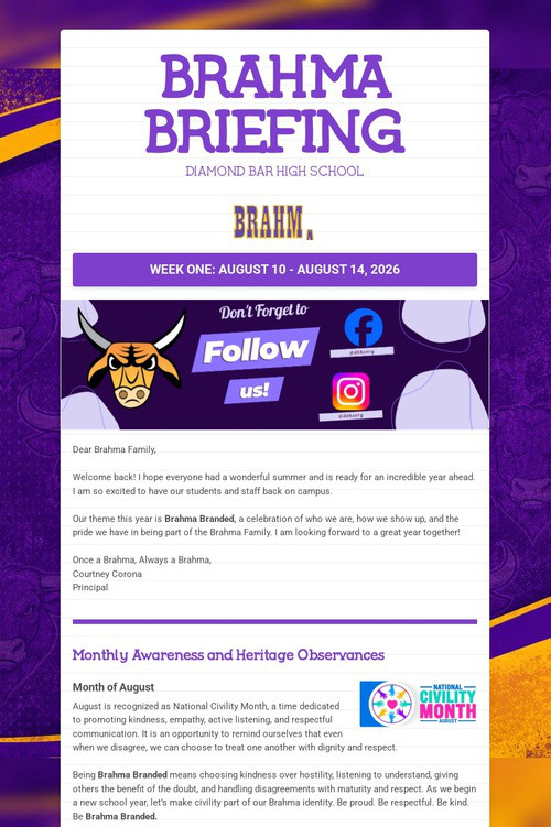 Brahma Briefing Week 1
