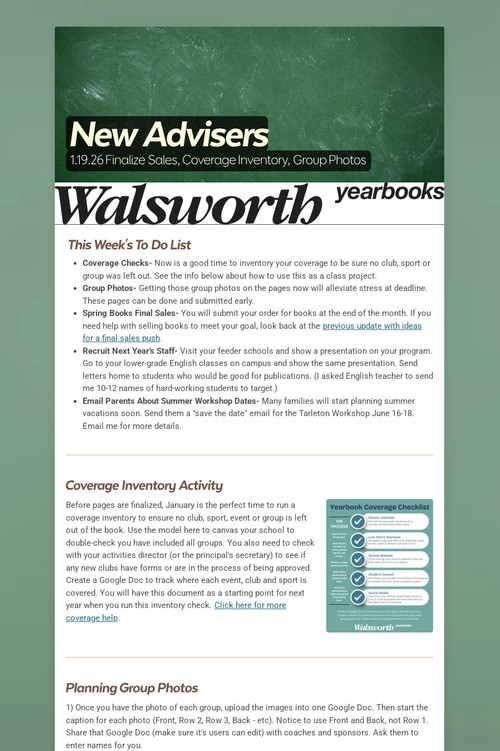 New Advisers