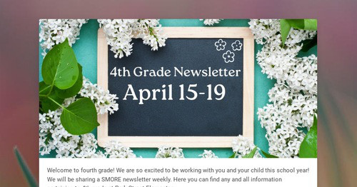 Fourth Grade Weekly Update