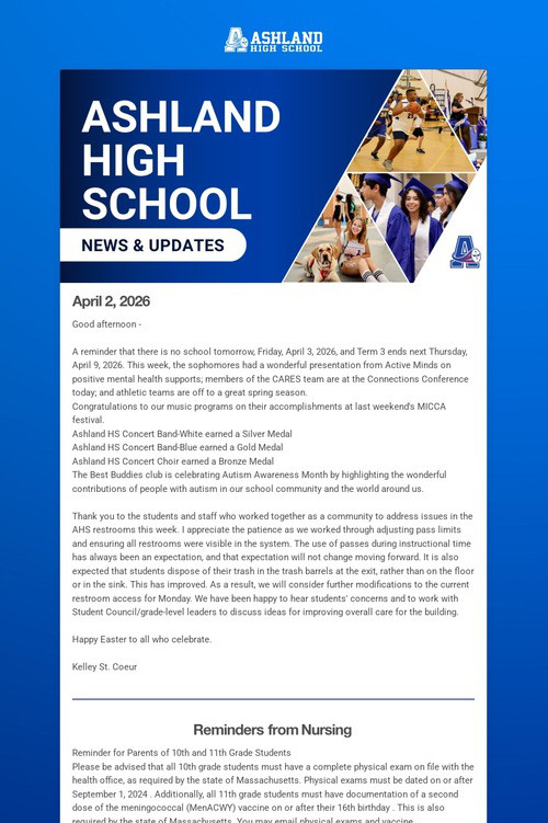Ashland High School Weekly Update