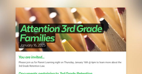 Attention 3rd Grade Families