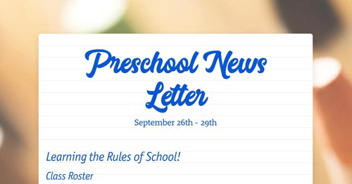 Preschool News Letter