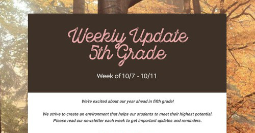 Weekly Update 5th Grade
