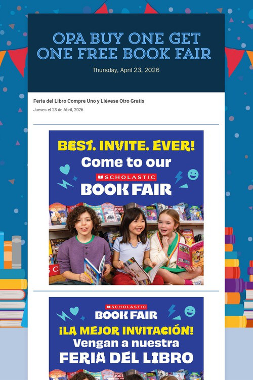 OPA Buy one Get One Free Book Fair
