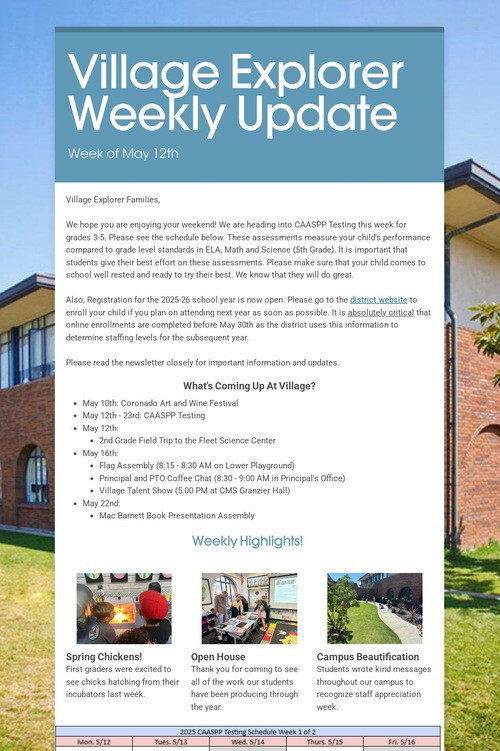 Village Explorer Weekly Update
