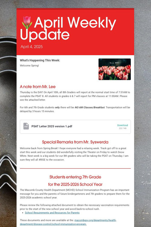 🌷April Weekly Update