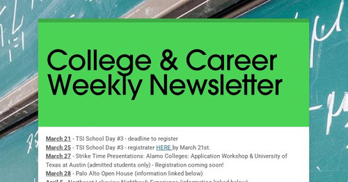 College & Career Weekly Newsletter