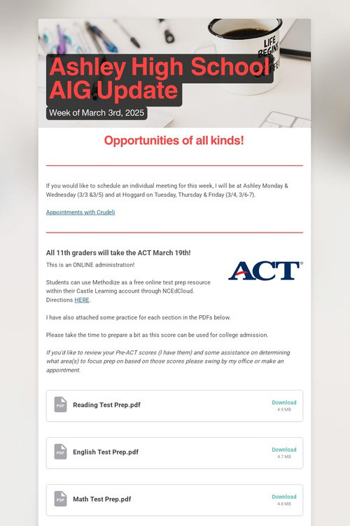 Ashley High School AIG Update