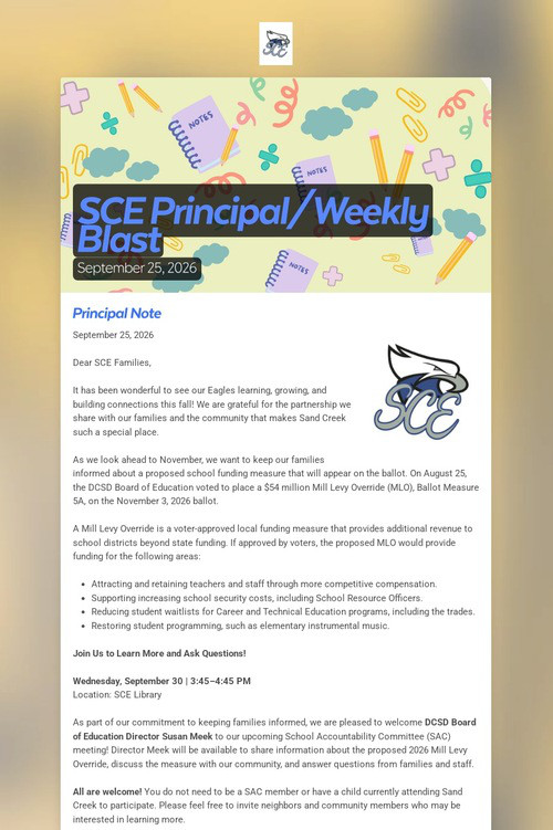 SCE Principal/Weekly Blast