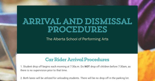 Arrival and Dismissal Procedures