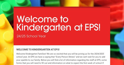 Welcome to Kindergarten at EPS!