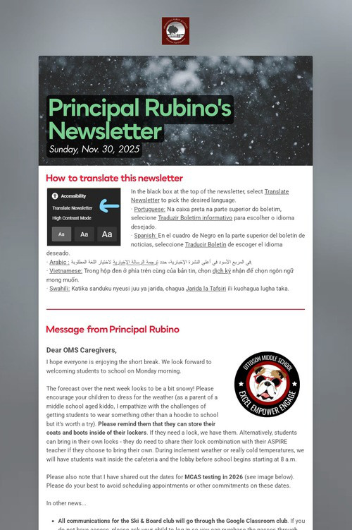 Principal Rubino's Newsletter