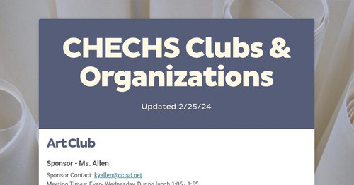 CHECHS Clubs & Organizations