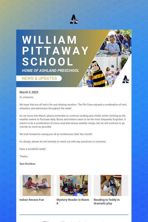 Ashland Preschool Weekly Update