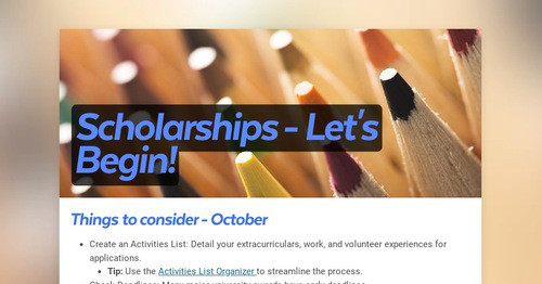 Scholarships - Let's Begin!