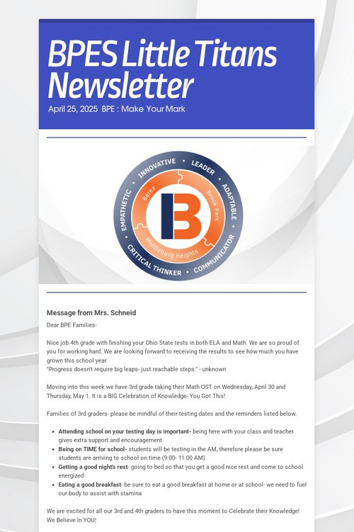 BPES Little Titans Newsletter