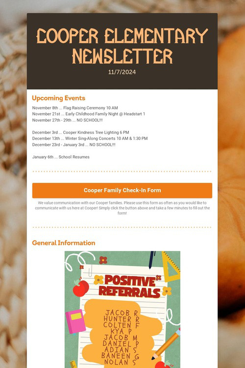 Cooper Elementary Newsletter